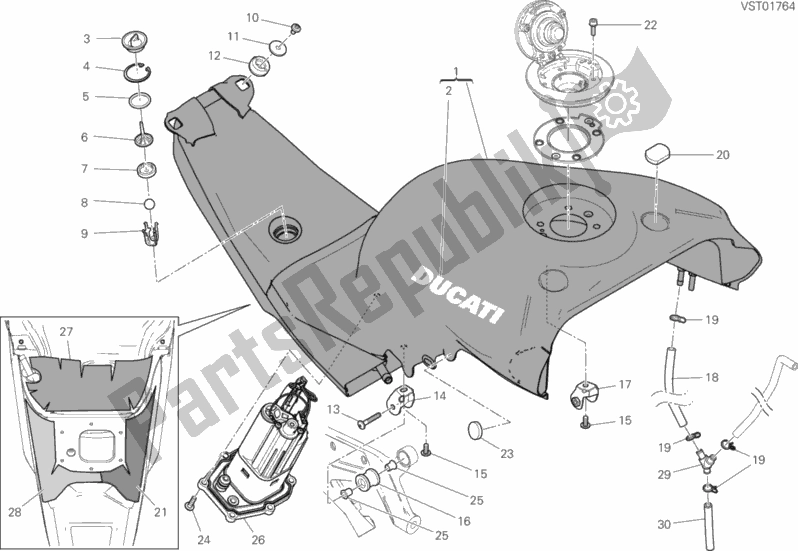 Alle onderdelen voor de Tank van de Ducati Superbike Panigale V4 S USA 1100 2019